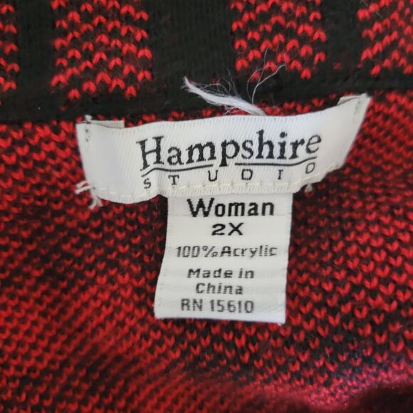 Vintage Hampshire Studios Women 2X Red Black Checkered Jacket Pockets MCM Style - Picture 3 of 11